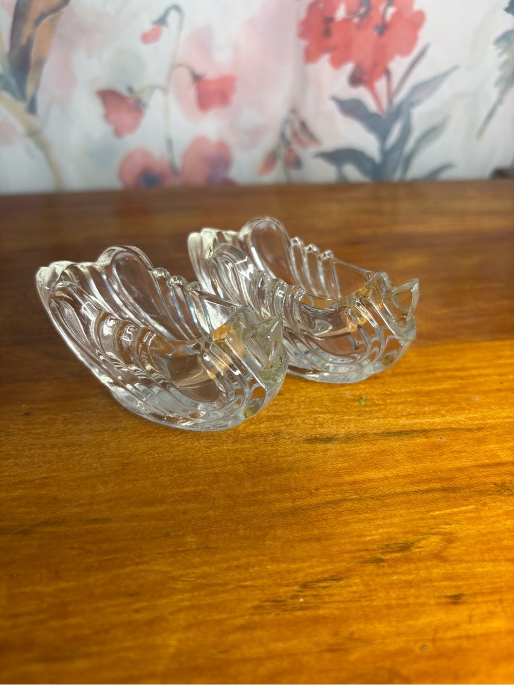 Vintage Clear Birks Salt Cellar Bases - Pair
